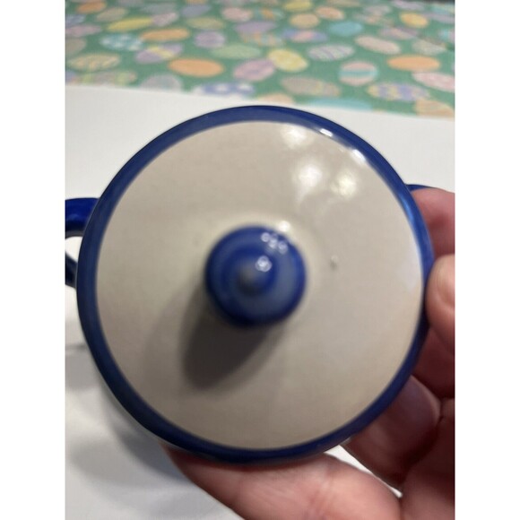 Vietri Solimene FISH 10oz Sugar Bowl w/ Lid Blue Campagna Italy Italian Pottery - Picture 11 of 16